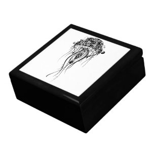 Black & White Jellyfish- OrnateTattoo Style Jewelry Box