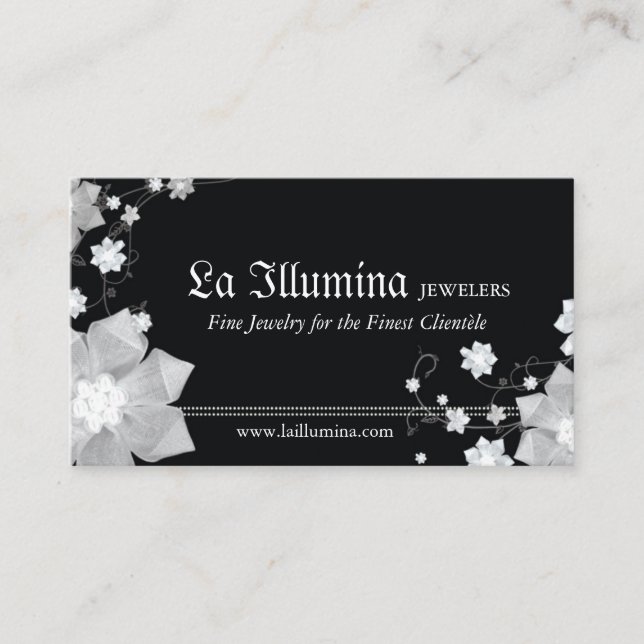 Black White Jeweler | Jewelry Shop Business Card (Front)