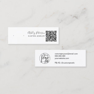 Black white jewelry earring display qr code mini business card