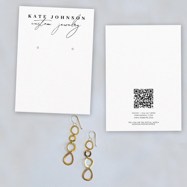 Black White Jewelry Holder Earring Display Script Business Card (Black White Jewelry Holder Earring Display Script Business Card)