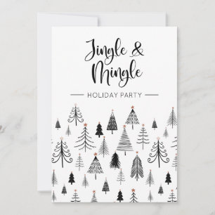 Black White Jingle and Mingle Holiday Party Invitation