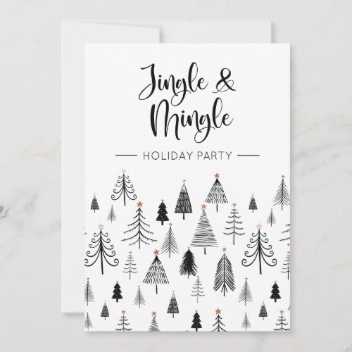 Black White Jingle and Mingle Holiday Party  Invitation