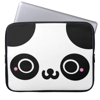 Black White Kawaii Panda Face Laptop Sleeve