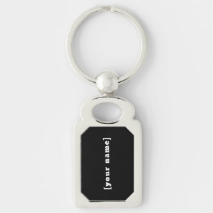 Black white keychain with your name