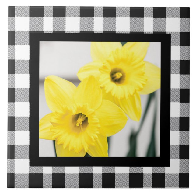 Black White Kitchen Decor Ceramic Tile (Front)