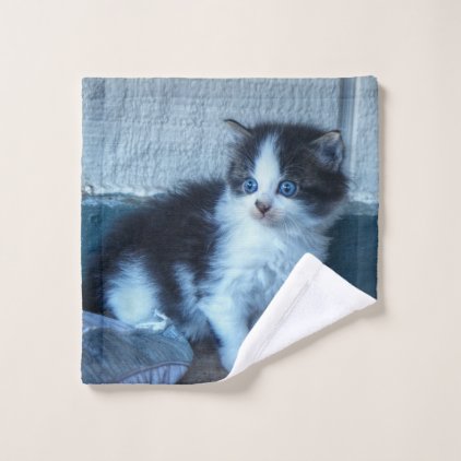 Black + White Kitten Bath Towel Set