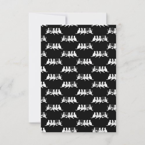 Black  White Kittens Print Pattern Cat Art Black Thank You Card