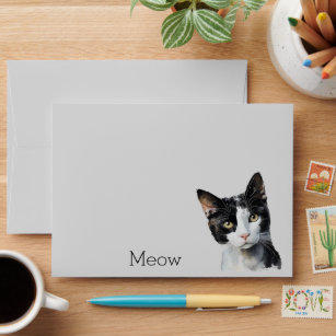 Black White Kitty Cat Envelope