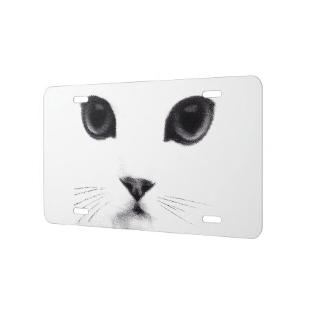 Black White Kitty Cat Face License Plate