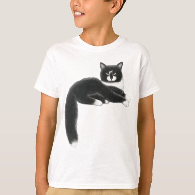 Black & White Kitty Cat Kids T-Shirt (Front)