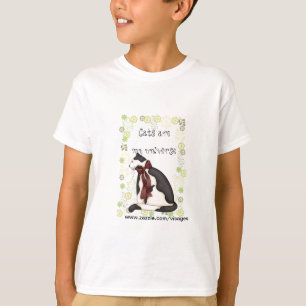 Black & White Kitty Cat w/Flowers for Girls T-Shirt