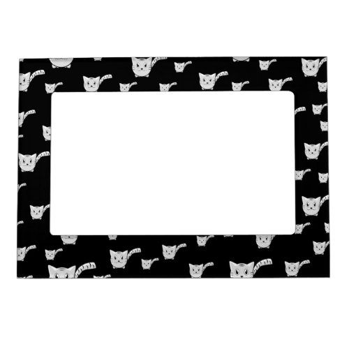 Black  White Kitty Pattern Magnetic Frame