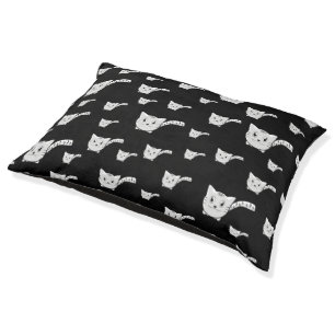 Black & White Kitty Pattern Pet Bed