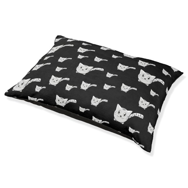 Black & White Kitty Pattern Pet Bed (Angled)