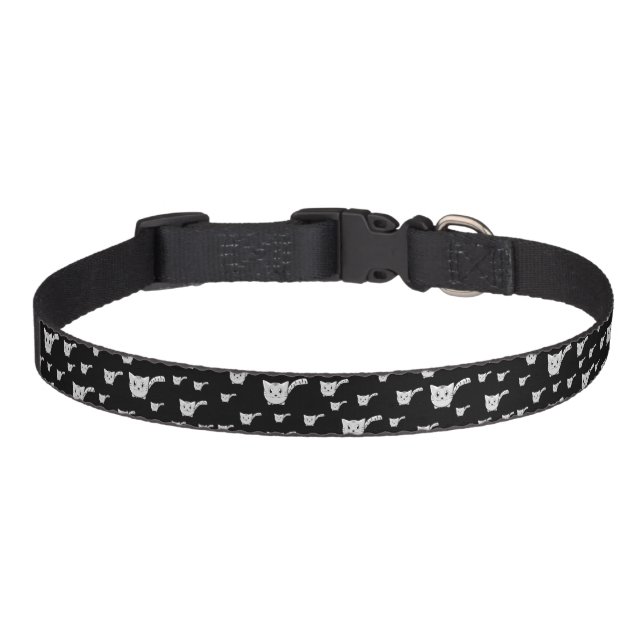Black & White Kitty Pattern Pet Collar (Front)
