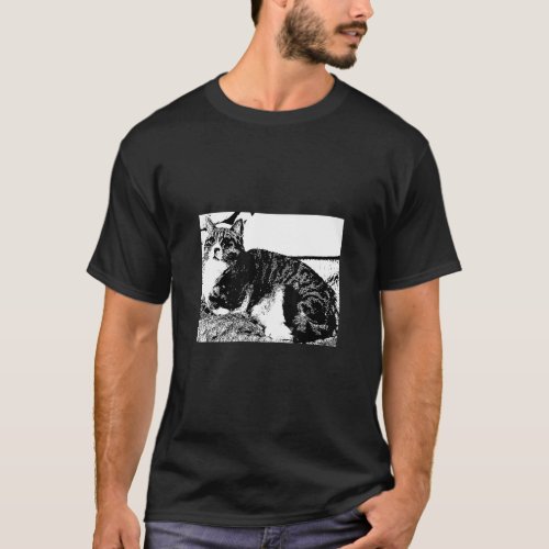 Black  White Kitty Photo T_Shirt
