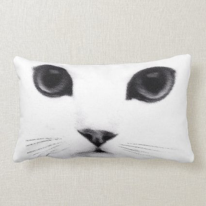 Black White KittyFace Features Lumbar Pillow