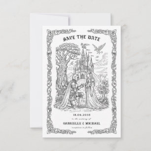 Black White Knight Bride Castle Gothic Wedding Save The Date
