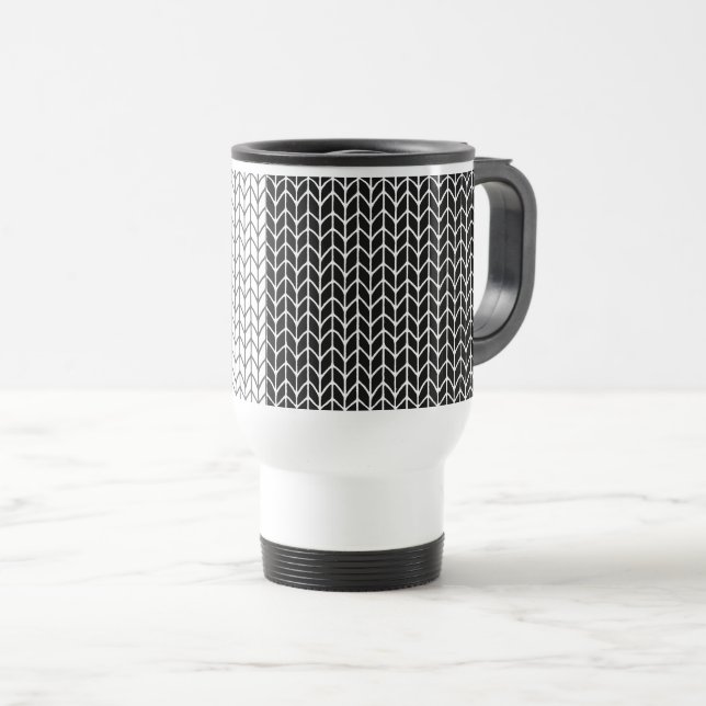 BLACK & WHITE KNIT Travel Mug (Front Right)