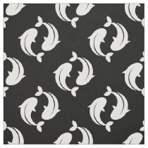 Black white Koi Fish oriental pattern fabric