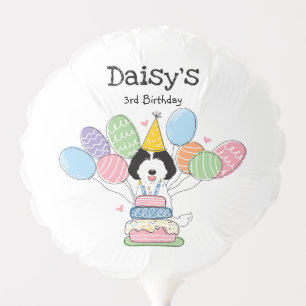 Black White Labradoodle Dog Birthday Party Balloon