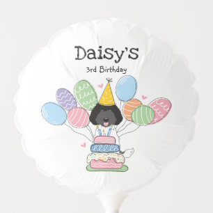 Black White Labradoodle Dog Birthday Party Balloon