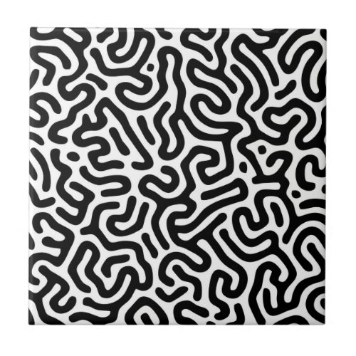 black white labyrinth pattern line decorative mode ceramic tile