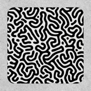 black white labyrinth pattern line decorative mode patch