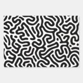 black white labyrinth pattern line decorative mode wrapping paper sheets (Front 3)