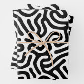 black white labyrinth pattern line decorative mode wrapping paper sheets (In situ)
