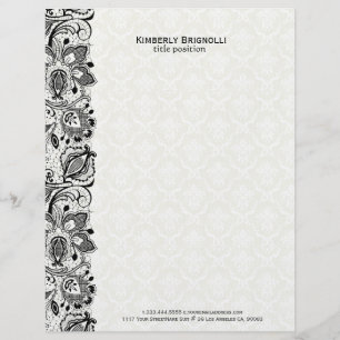 Black & White Lace And Damasks Letterhead