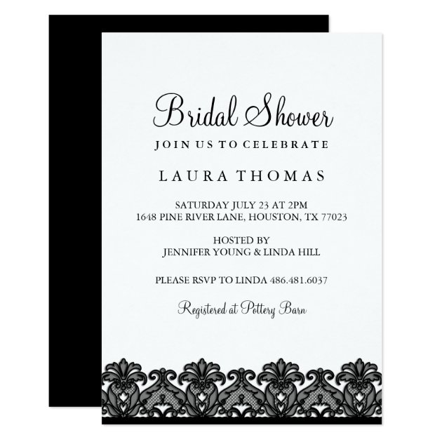 Black & White Lace Bridal Shower Invite