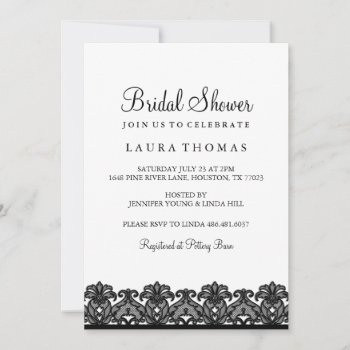 Black & White Lace Bridal Shower Invite by ExclusiveZazzle at Zazzle