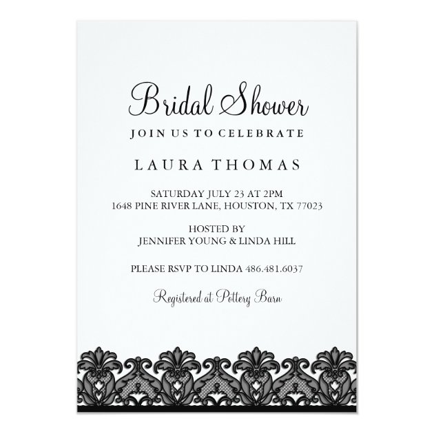 Black & White Lace Bridal Shower Invite