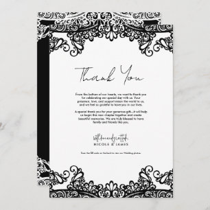 Black & White Lace Elegant Wedding Thank You Invitation