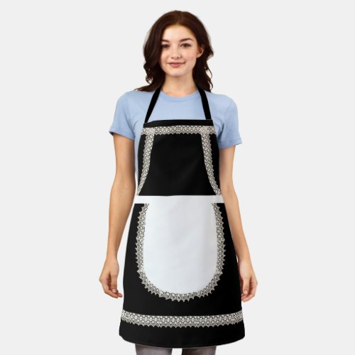 Black  White Lace French Maid Costume Apron