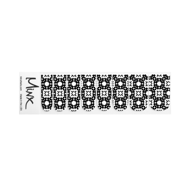 Black White Lace Nail Decals (Left Hand)