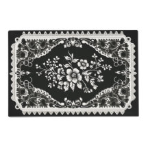 Black & white lace Victorian placemats, 2-sided
