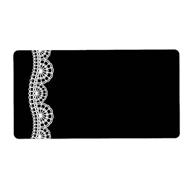 Black & White  Lace Wedding Address Labels (Front)