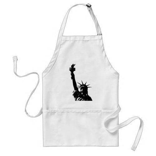 Black  White Lady Liberty Silhouette Adult Apron