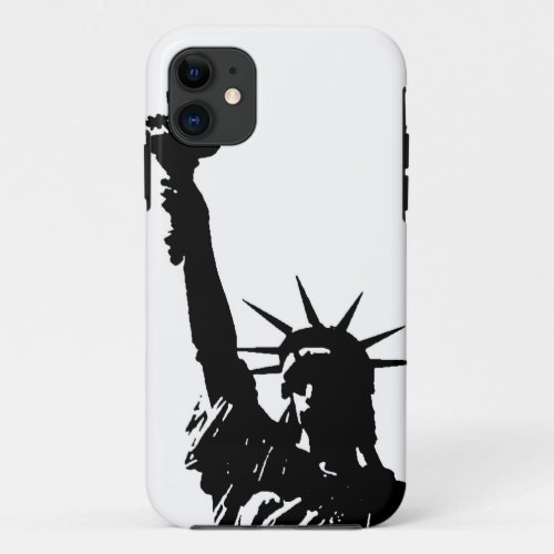 Black  White Lady Liberty Silhouette iPhone 11 Case