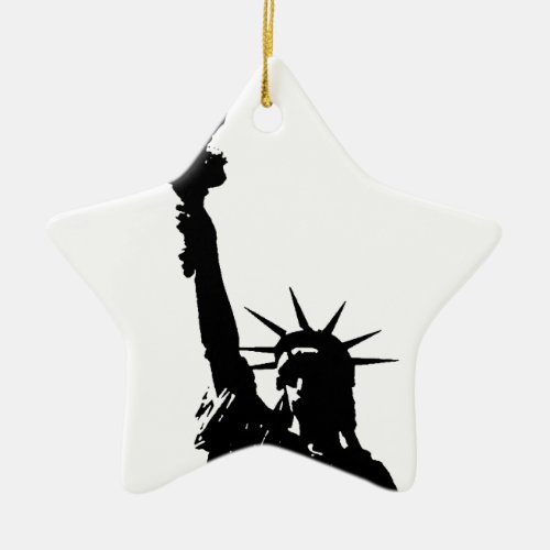 Black  White Lady Liberty Silhouette Ceramic Ornament