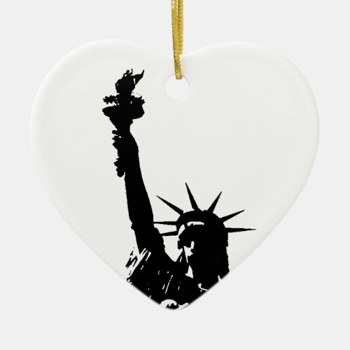 Black  White Lady Liberty Silhouette Ceramic Ornament