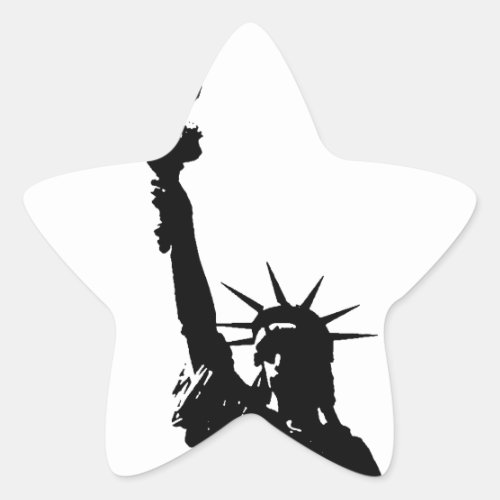 Black  White Lady Liberty Silhouette Star Sticker