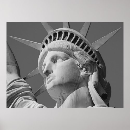 Black  White Lady Liberty Statue New York Poster
