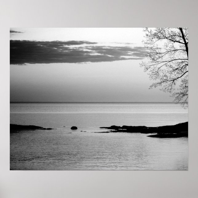 Black & White Lake Horizon at Dawn 16x20 Poster (Front)