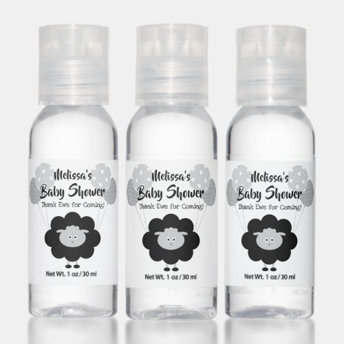 Black White Lamb Chic Modern Baby Shower Thank You Hand Sanitizer