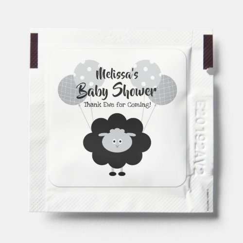 Black White Lamb Cute Kawaii Baby Shower Thank You Hand Sanitizer Packet