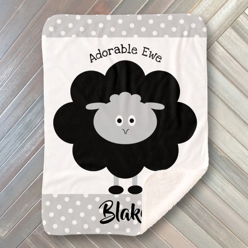 Black White Lamb Gender Neutral Adorable Ewe Chic Sherpa Blanket