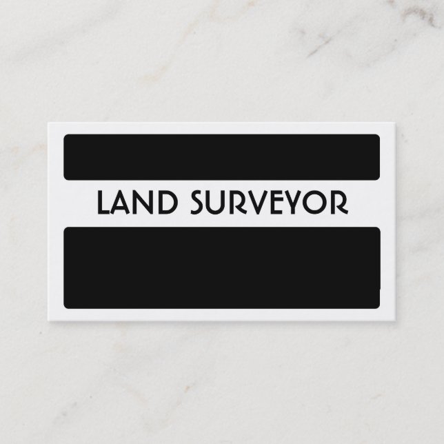 Black white land surveyor simple business cards (Front)